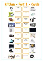 English Worksheet: Kitchen - Part 1 - Cards