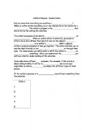 English Worksheet: Authors Purpose