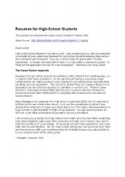 Resumes for ESL High School Students