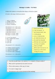 English worksheet: Police - Message in a Bottle