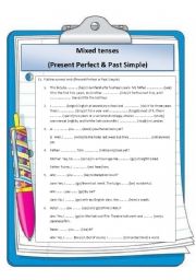 English Worksheet: mixed tenses: Present Perfect and Past Simple