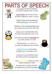 English Worksheet: Parts of speech