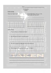 English worksheet: Comprehension - Taken