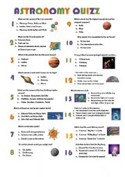 English Worksheet: astronomy quizz