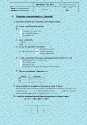 Mid-Term Test 3rd form Tunisian students