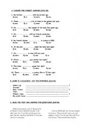 English Worksheet: exam for 7th grades