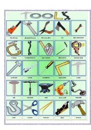 English Worksheet: TooLs & Hardware pictionary Part1