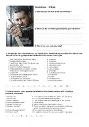Robin Hood - types of films worksheet