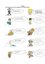 English Worksheet: SHOULD EXERCISES