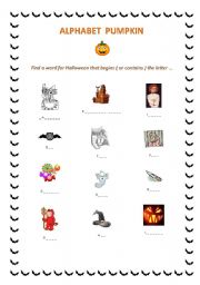 English Worksheet: ALPHABET PUMPKIN