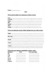 English worksheet: a quiz on adjective and different vocabs