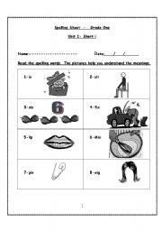 English worksheet: Words with Short i