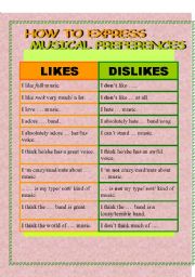 English Worksheet: Musical preferences