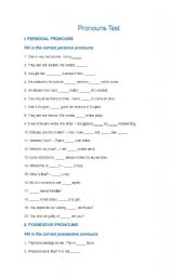 English Worksheet: pronouns test
