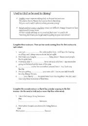 English Worksheet: used to or be used to