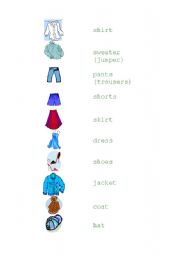 English worksheet: Clothing Vocabulary