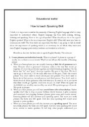 English Worksheet: speaking skill