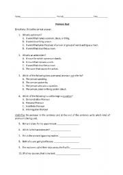 English Worksheet: Pronoun Quiz