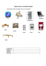 English worksheet: objects in the house