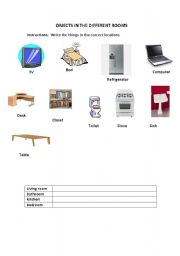 English Worksheet: objects in the house