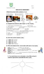 English Worksheet: MAKE/ DO