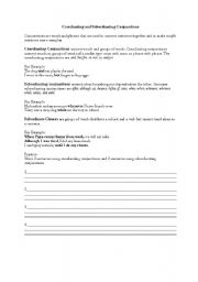 English Worksheet: Coordinating and Subordinating Conjunctions