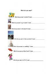 English worksheet: What Do You Wear