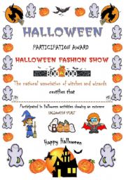 Certificate award about HALLOWEEN