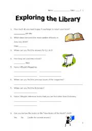 English worksheet: library