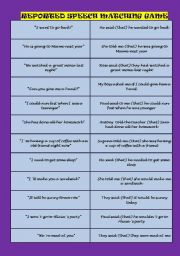 English Worksheet: Reported Speech Matching Game