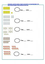 English worksheet: tens and units