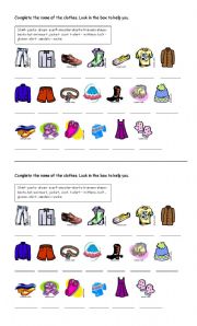 English Worksheet: CLOTHES, MATCHING