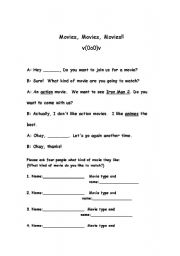English worksheet: What kind of movie do you like?