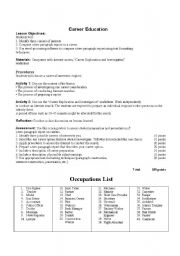 English Worksheets Career Exploration