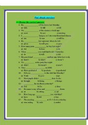 English Worksheet: past simple tense exercises