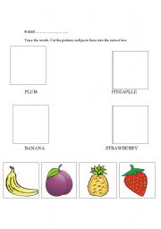 English worksheet: cut and paste fruit