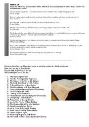 English Worksheet: Books and Writing