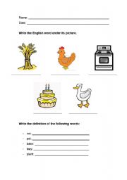 English Worksheet: The little red hen