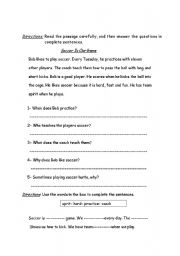 English Worksheet: Soccer Is Our Game 