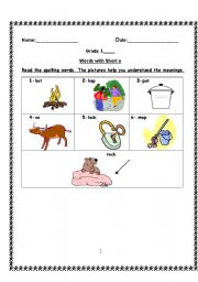 English worksheet: Words with Short o