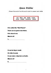 English Worksheet: Space Riddles