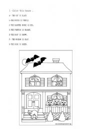 English Worksheet: COLORS AND HALLOWEEN