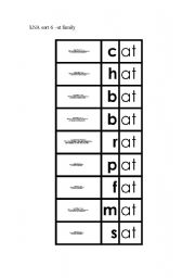 English worksheet: -at word family cards