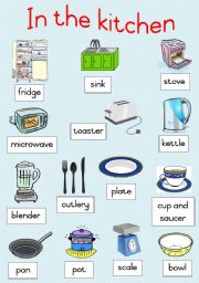 English Worksheet: In the kitchen