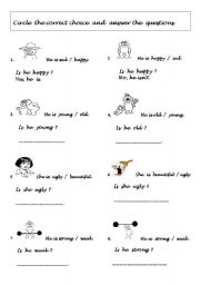 English worksheet: adjectives