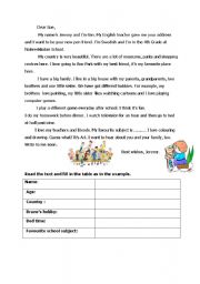 English Worksheet: to a penpal