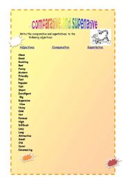 English worksheet: Comparative and Superlative adjectives