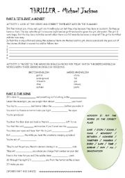 English Worksheet: Thriller - Michael jackson