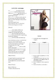English worksheet: Past Simple with Avril Lavigne