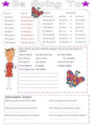 English Worksheet: Going to future tense